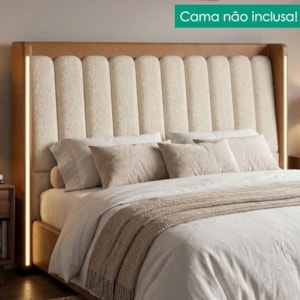 Cabeceira Casal 140 cm Lumina LED Com Frame Boucle TCA 310 Corino TCS 727 PEER