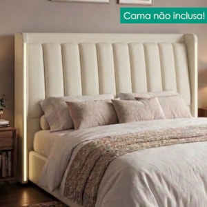 Cabeceira Casal 140 cm Lumina LED Com Frame Corino TCS 725 PEER