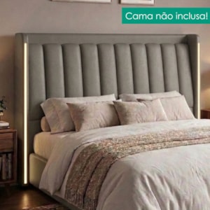 Cabeceira Casal 140 cm Lumina LED Com Frame Corino TCS 726 PEER