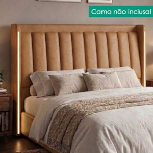 Cabeceira Casal 140 cm Lumina LED Com Frame Corino TCS 727 PEER