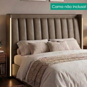 Cabeceira Casal 140 cm Lumina LED Com Frame Corino TCS 729 PEER