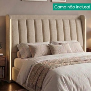 Cabeceira Casal 140 cm Lumina LED Com Frame Linho SL 65 PEER
