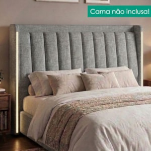 Cabeceira Casal 140 cm Lumina LED Com Frame Linho SL 66 PEER