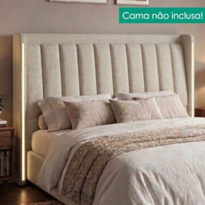Cabeceira Casal 140 cm Lumina LED Com Frame Linho SL 71 PEER