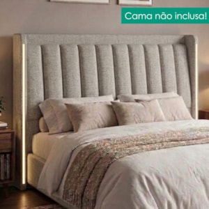 Cabeceira Casal 140 cm Lumina LED Com Frame Linho SL 77 PEER