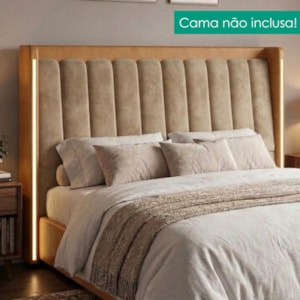 Cabeceira Casal 140 cm Lumina LED Com Frame Veludo TCA 312 Corino TCS 727 PEER