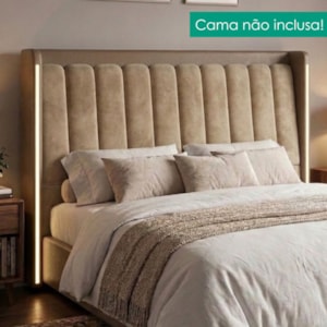 Cabeceira Casal 140 cm Lumina LED Com Frame Veludo TCA 312 Corino TCS 729 PEER