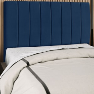 Cabeceira Casal 140cm Allia Suede Azul Marinho RM