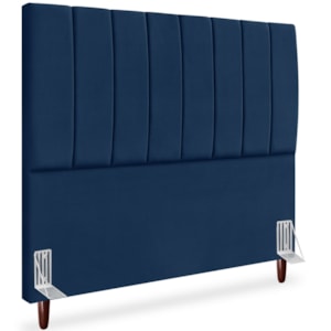 Cabeceira Casal 140cm Arlla Suede Azul Marinho RM