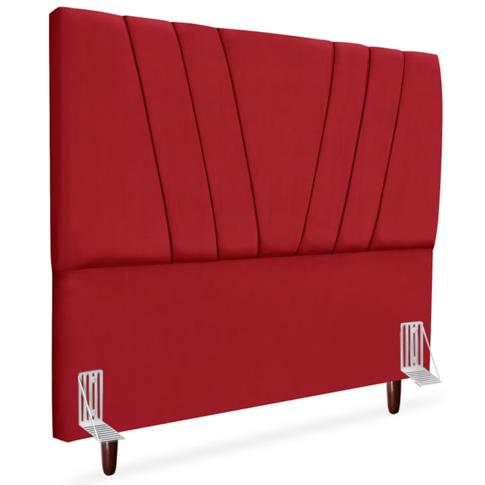 Cabeceira Casal 140cm Bell Suede Vermelho RM