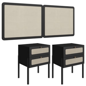 Cabeceira Casal 160 cm 02 Mesas Cabeceira Palinha 27978 Nero Preto Artesano
