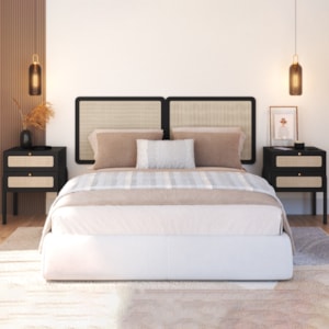 Cabeceira Casal 160 cm 02 Mesas Cabeceira Palinha 27978 Nero Preto Artesano