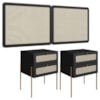 Cabeceira Casal 160 cm 02 Mesas Cabeceira Palinha 28978 Nero Dourado Artesano