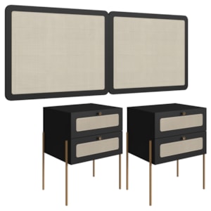 Cabeceira Casal 160 cm 02 Mesas Cabeceira Palinha 28978 Nero Dourado Artesano