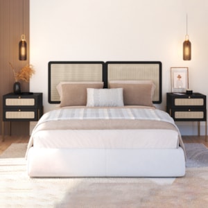 Cabeceira Casal 160 cm 02 Mesas Cabeceira Palinha 28978 Nero Dourado Artesano