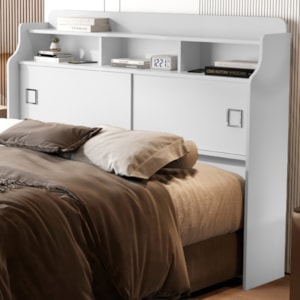 Cabeceira Casal 2 Portas 145 cm MDF Jessica Branco Decmade