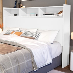 Cabeceira Casal 3 Nichos MDF 145 cm Melissa Branco Decmade