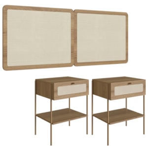 Cabeceira Casal e 2 Mesas Cabeceira Palinha 28977 Hanover Dourado Artesano