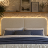 Cabeceira Casal Queen 160 cm Organica Com LED Linho Bege VCONCEPT