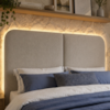 Cabeceira Casal Queen 160 cm Organica Com LED Linho Bege VCONCEPT