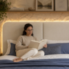 Cabeceira Casal Queen 160 cm Organica Com LED Linho Bege VCONCEPT