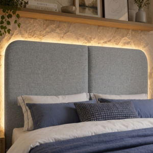 Cabeceira Casal Queen 160 cm Organica Com LED Linho Cinza VCONCEPT