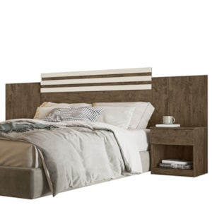 Cabeceira Casal Queen 2 Gavetas 9980 Castanho Wood Off White Moval