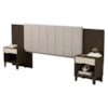 Cabeceira Casal Queen Com 2 Mesas Laterais MDF Elena Chocolate Off Decmade