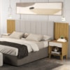 Cabeceira Casal Queen Com 2 Mesas Laterais MDF Elena Nature Off Decmade