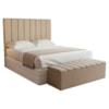 Cabeceira e Recamier Bau Casal 140 cm Dalia Linho Bege Artte