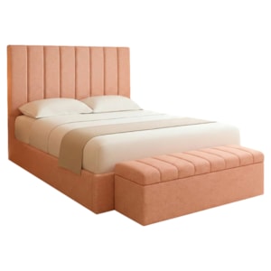 Cabeceira e Recamier Bau Casal 140 cm Dalia Linho Rose Artte