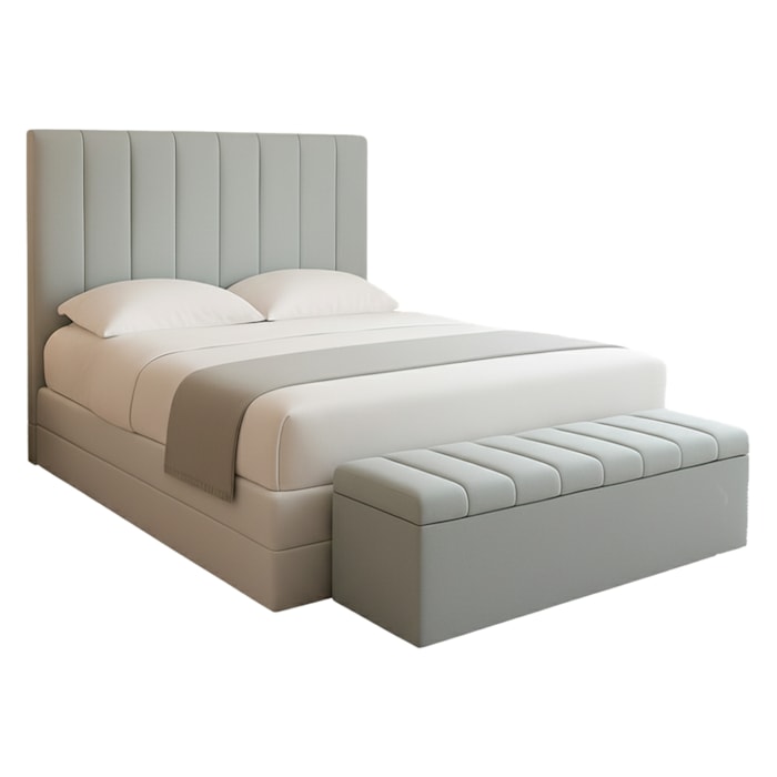 Cabeceira e Recamier Bau Queen 160 cm Dalia Linho Cinza Artte