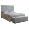 Cabeceira e Recamier Bau Queen 160 cm Dalia Suede Cinza Artte