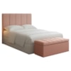 Cabeceira e Recamier Bau Solteiro 100 cm Dalia Linho Rose Artte