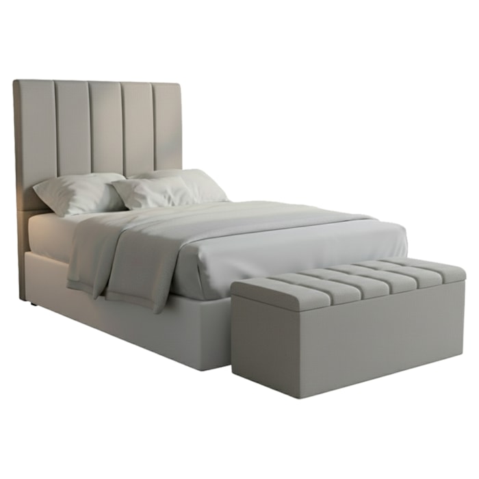 Cabeceira e Recamier Bau Solteiro 90 cm Dalia Linho Cinza Artte