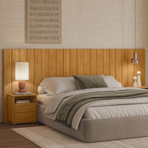 Cabeceira Extensivel Com 2 Mesas Laterais MDF Frida 315 cm Cinamomo Madetec