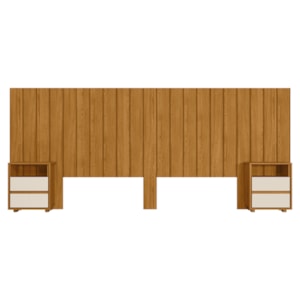 Cabeceira Extensivel Com 2 Mesas Laterais MDF Frida 315 cm Cinamomo Off White Madetec