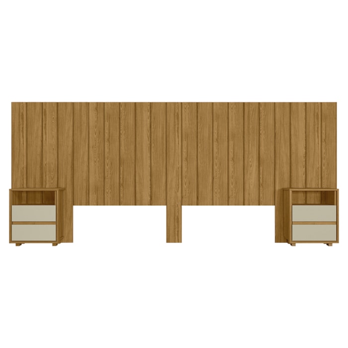 Cabeceira Extensivel Com 2 Mesas Laterais MDF Frida 315 cm Cumaru Opala Madetec