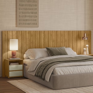 Cabeceira Extensivel Com 2 Mesas Laterais MDF Frida 315 cm Cumaru Opala Madetec