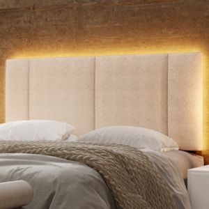 Cabeceira Modulada Casal 140 cm Com Led Boucle Bege Milani Store