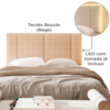 Cabeceira Modulada Casal 140 cm Com Led Boucle Bege Milani Store
