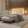 Cabeceira Modulada Casal 140 cm Com Led Boucle Bege Milani Store