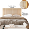 Cabeceira Modulada Casal 140 cm Com Led Linho Bege Milani Store
