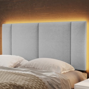 Cabeceira Modulada Casal 140 cm Com Led Linho Cinza Milani Store