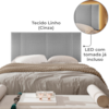 Cabeceira Modulada Casal 140 cm Com Led Linho Cinza Milani Store