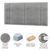 Cabeceira Modulada Casal 140 cm Com Led Linho Cinza Milani Store