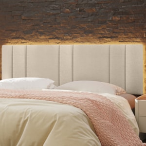 Cabeceira Modulada King 200 cm Com Led Boucle Bege Milani Store