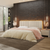 Cabeceira Modulada King 200 cm Com Led Boucle Bege Milani Store