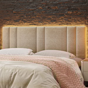 Cabeceira Modulada King 200 cm Com Led Linho Bege Milani Store