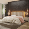 Cabeceira Modulada King 200 cm Com Led Linho Bege Milani Store